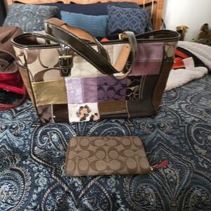 Coach Multicolor Patchwork Tote with Wallet
